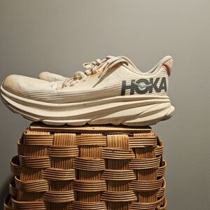 Hoka Women's Cream and Peach Athletic Running Shoes